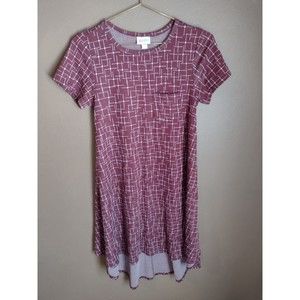 LuLaRoe XXS Women's High Low Short Sleeve Pocket Purple Wine Dress